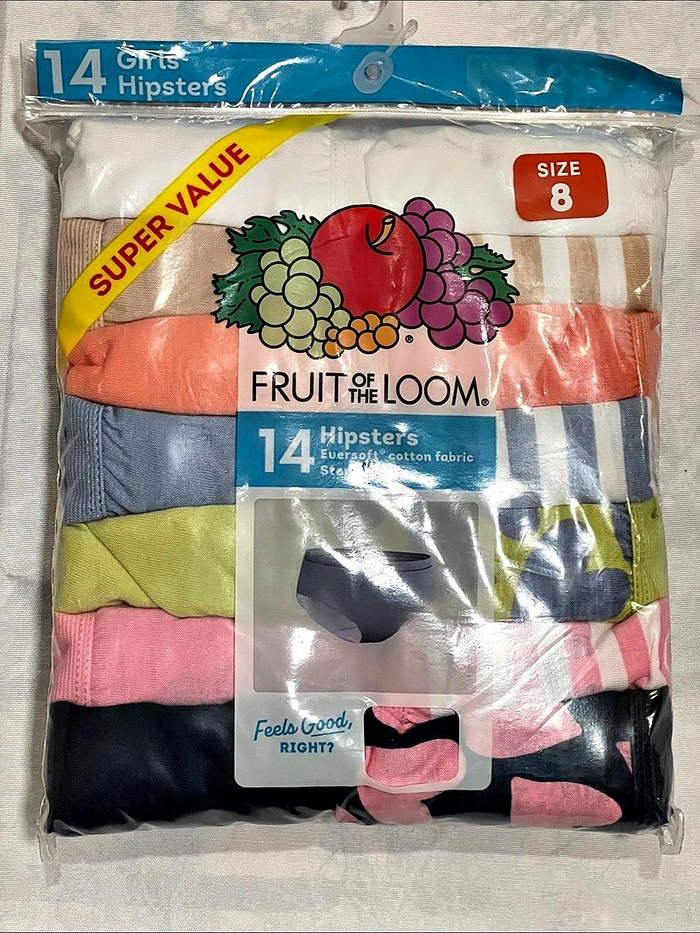 Fruit of the Loom Hipssters 14-Pack Multicolor Size 8 NWT